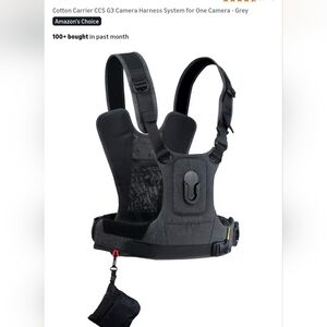 Cotton Carrier CCS G3 Camera Harness System for One Camera - Grey w/  rain cover